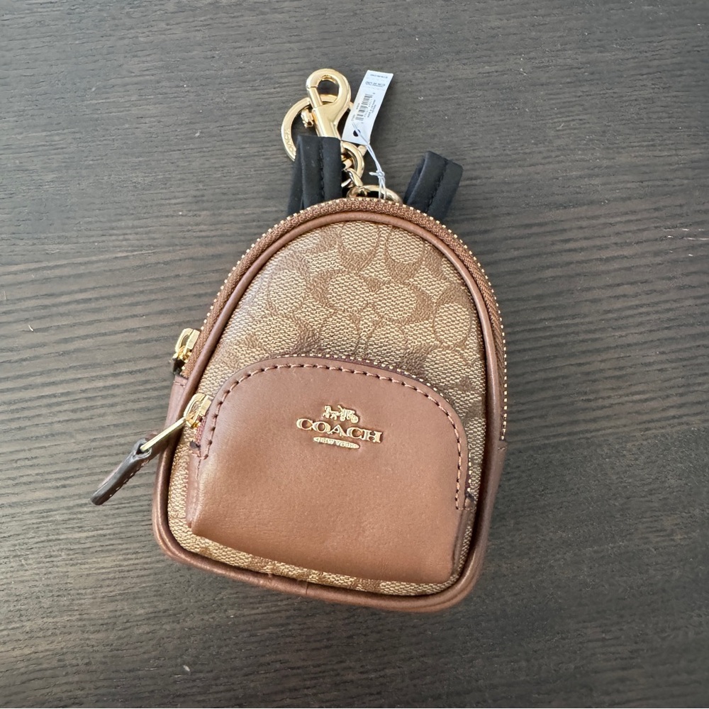Coach Mini Court Backpack Bag Charm In Signature Canvas C7803